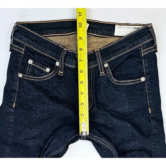Rag & Bone Size 25X23 Womens Blue Capri Embroidered Pocket Logo Denim Jeans USA - Picture 2 of 13